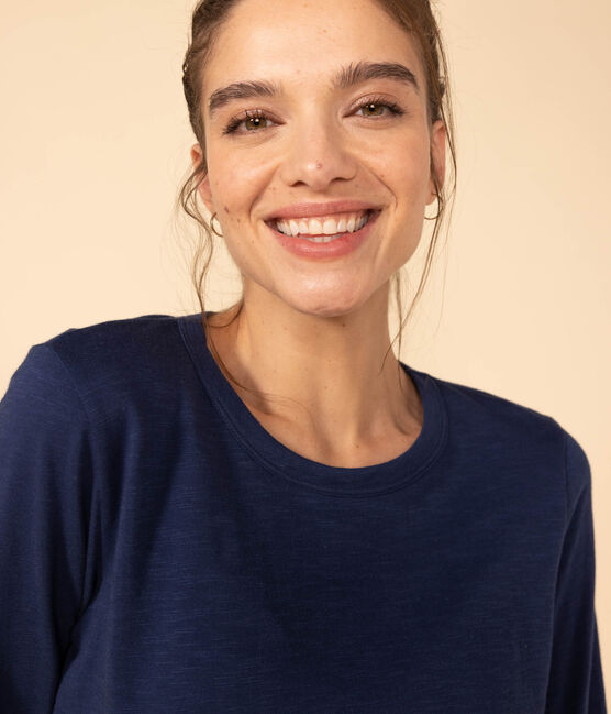 Tee-shirt LE DROIT col rond en coton Femme bleu INCOGNITO