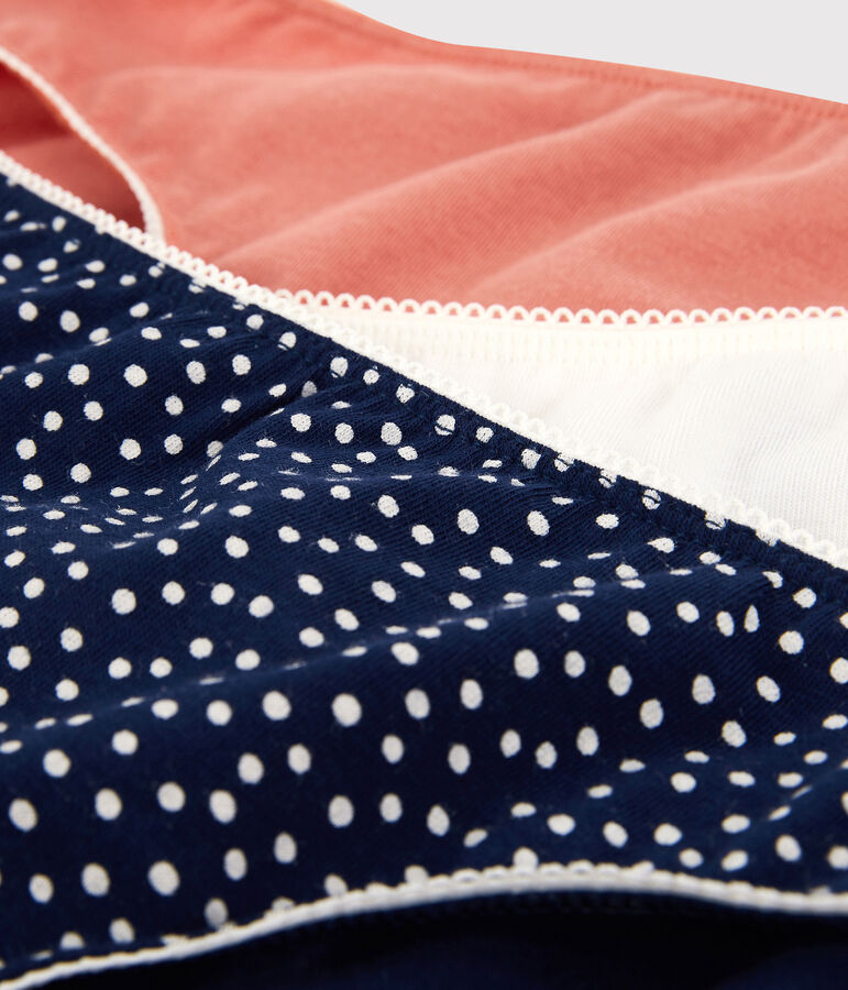 Lot de 3 culottes &agrave; pois fille en coton et &eacute;lasthanne multicouleur
