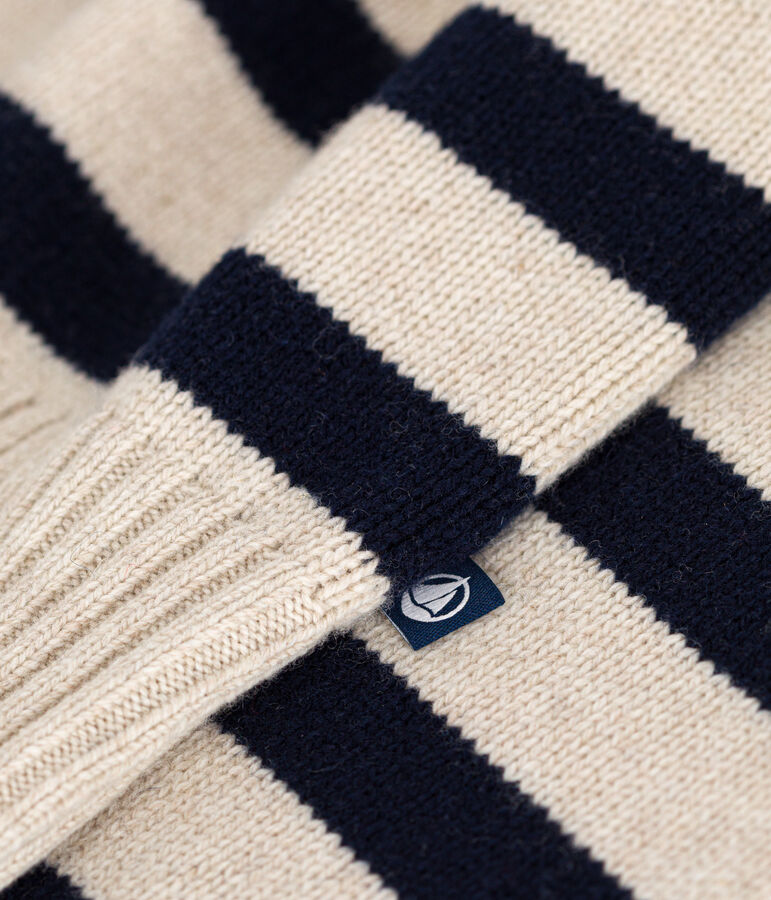 Pull en laine et coton femme blanc AVALANCHE/bleu SMOKING