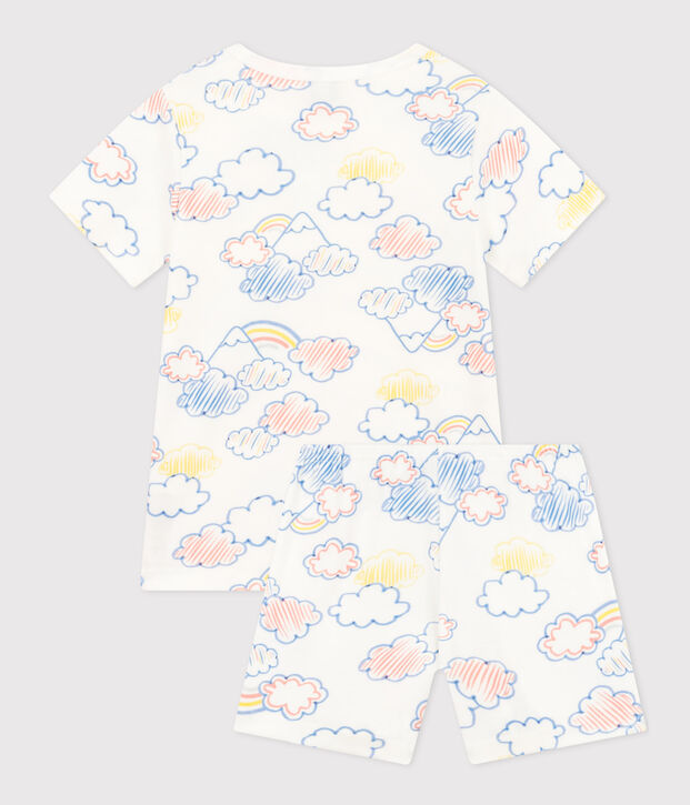 Pyjama short en coton imprim&eacute; arc-en-ciel enfant blanc/multicouleur