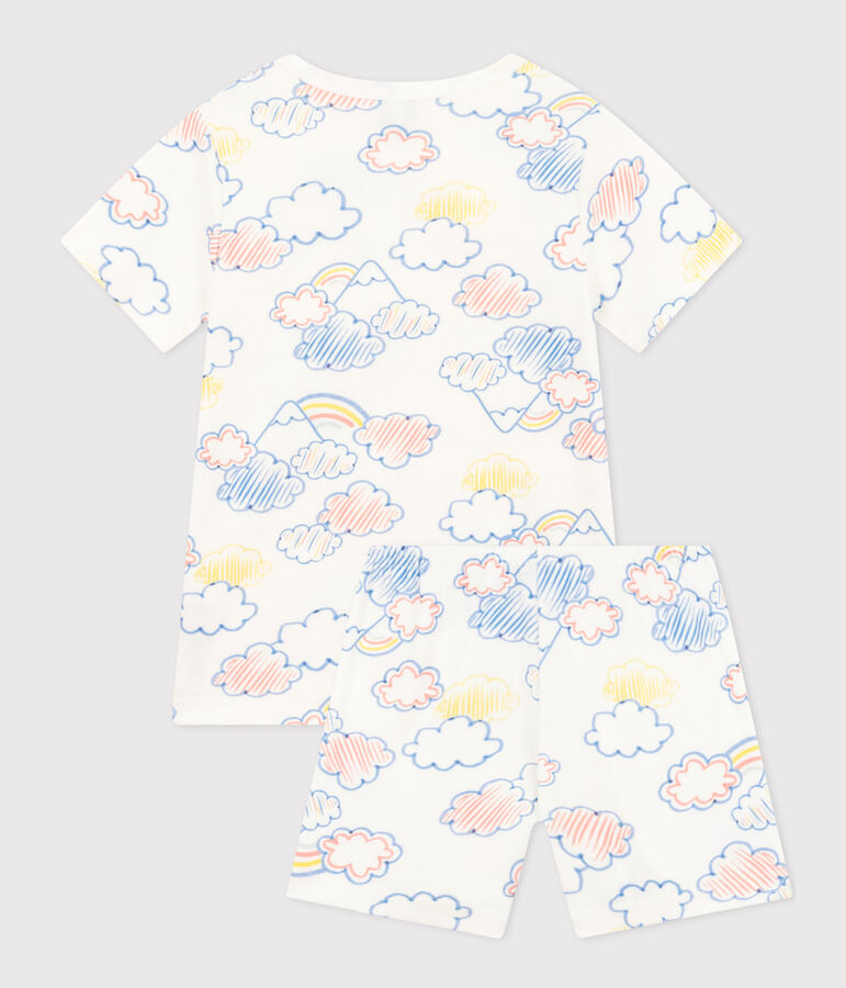 Pyjama short en coton imprim&eacute; arc-en-ciel enfant blanc MARSHMALLOW/blanc MULTICO