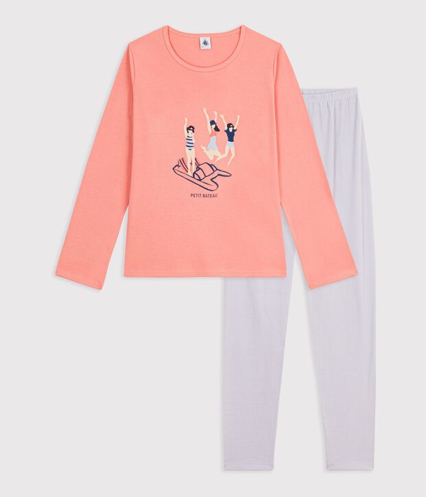 Pyjama  en coton orange/multicouleur