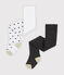 Lot de 2 paires de collants bébé fille blanc MARSHMALLOW/blanc MULTICO