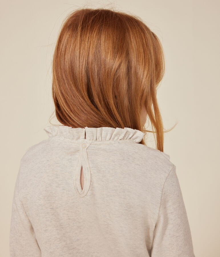 Tee-shirt manches longues en c&ocirc;te enfant fille beige MONTELIMAR CHINE