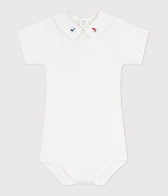 Body b&eacute;b&eacute; en coton &agrave; col brod&eacute;, uni
