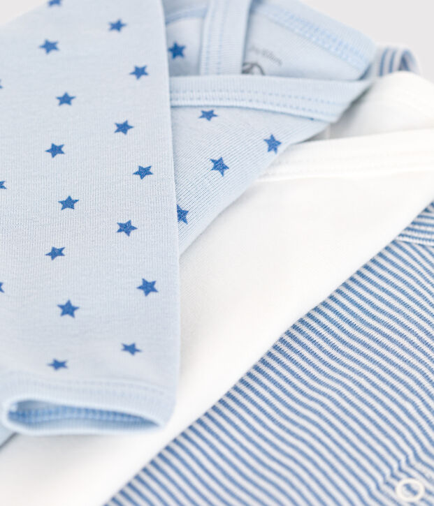 Lot de 3 bodies crois&eacute;s manches longues en coton b&eacute;b&eacute; multicouleur
