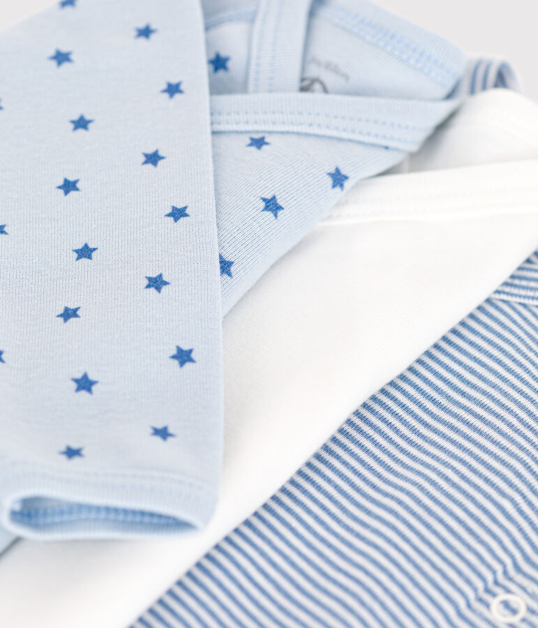 Lot de 3 bodies crois&eacute;s manches longues en coton b&eacute;b&eacute; multicouleur