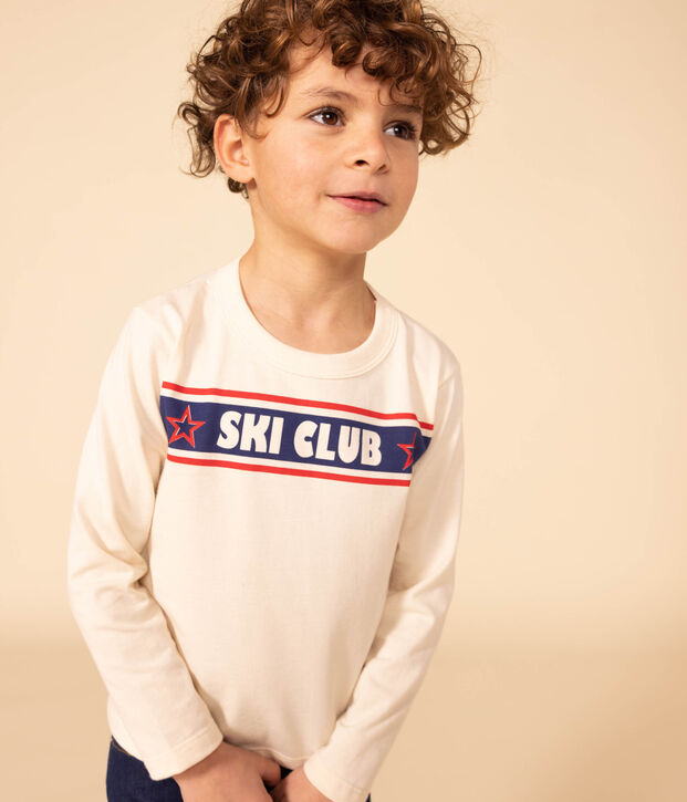 Tee-shirt manches longues en coton enfant fille / gar&ccedil;on &eacute;cru