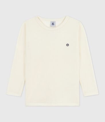 Tee-shirt enfant en laine et coton manches longues uni