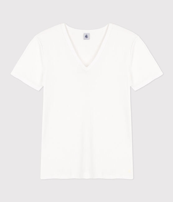 Tee-shirt l'Iconique manches courtes en côte unie femme blanc ECUME