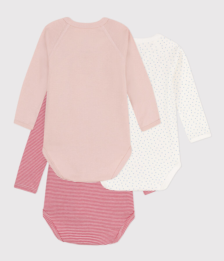Lot de 3 bodies crois&eacute;s manches longues imprim&eacute;s en coton multicouleur
