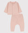 Ensemble 2 pièces uni en tubique bio bébé rose SALINE