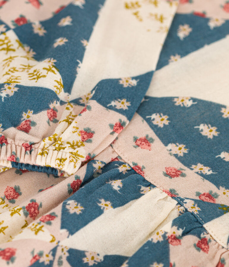 Blouse en gaze de coton enfant fille rose SALINE/blanc MULTICO