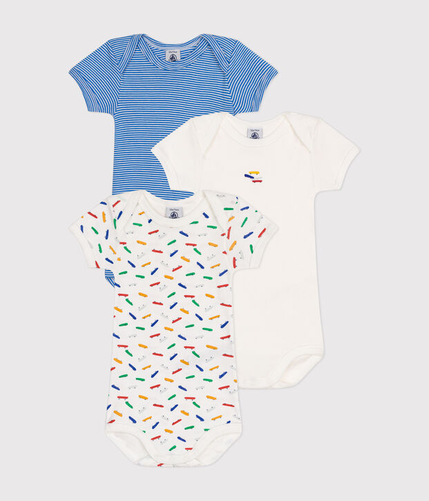 Lot de 3 bodies manches courtes skate en coton b&eacute;b&eacute; multicouleur