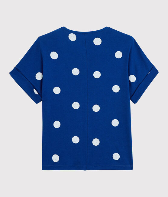 T-shirt en coton/lin imprimé Femme bleu SURF/blanc MARSHMALLOW