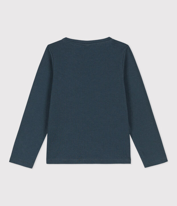 Tee-shirt manches longues en coton enfant fille / gar&ccedil;on gris