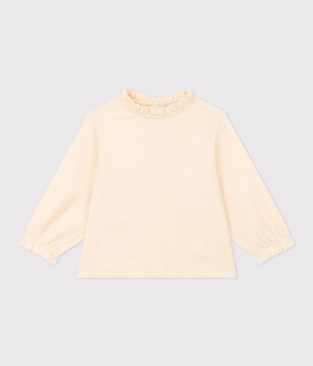 Blouse manches longues en gaze de coton b&eacute;b&eacute; &eacute;cru