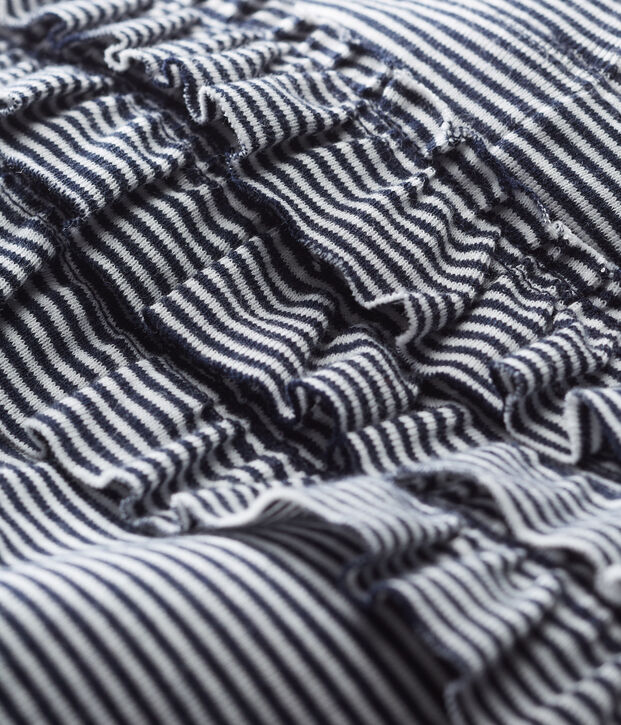 Legging b&eacute;b&eacute; fille milleraies bleu/blanc