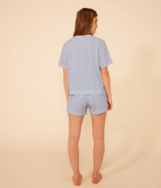 Pyjama short et tee-shirt en coton motif floral femme bleu MARSHMALLOW/ INCOGNITO