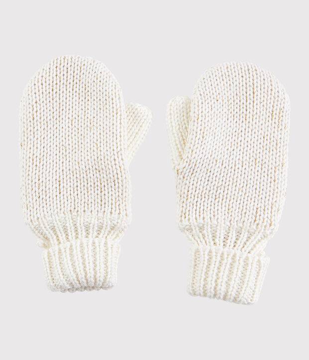 Moufles enfant fille blanc/jaune