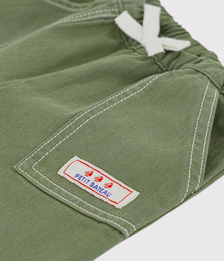 Pantalon b&eacute;b&eacute; en denim color&eacute; uni vert