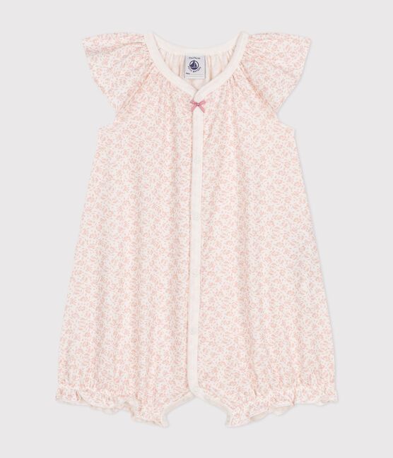 Combinaison courte imprimé fleurs en coton bébé MARSHMALLOW/ PANTY