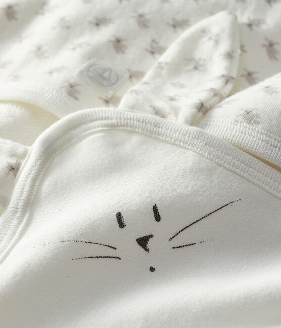 Coffret carré de bain et doudou bébé en éponge et tubique blanc MARSHMALLOW/blanc MULTICO