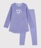 Chemise de nuit et legging enfant en velours violet/blanc