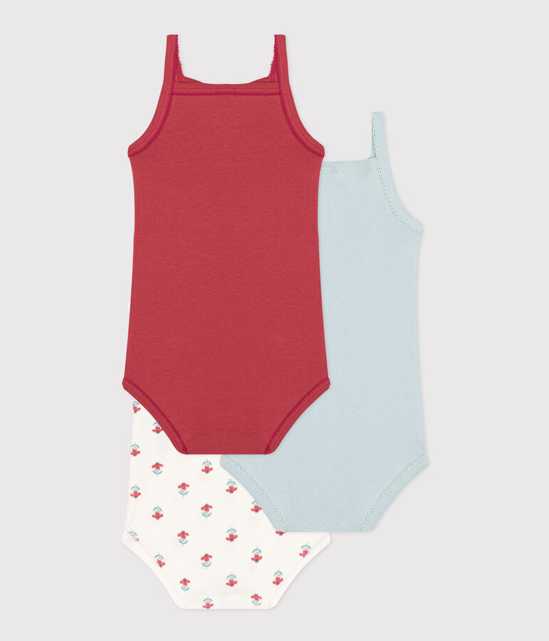 Lot de 3 bodies bretelles fleurs en coton multicouleur