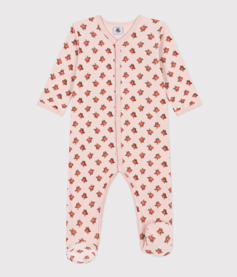 Pyjama fleurs en velours rose SALINE/blanc MULTICO