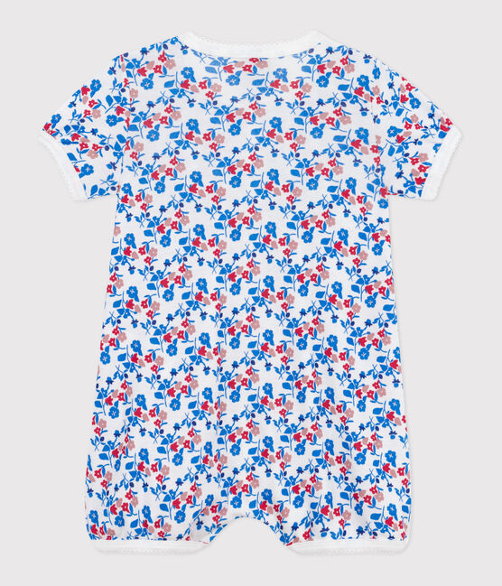 Combinaison courte bébé en coton fleuri blanc MARSHMALLOW/blanc MULTICO