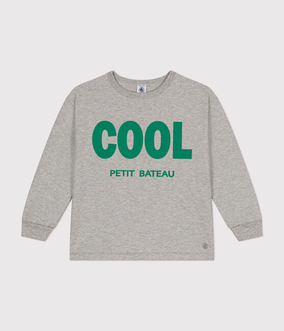 Tee-shirt manches longues en jersey fin enfant garçon gris CHATON CHINE
