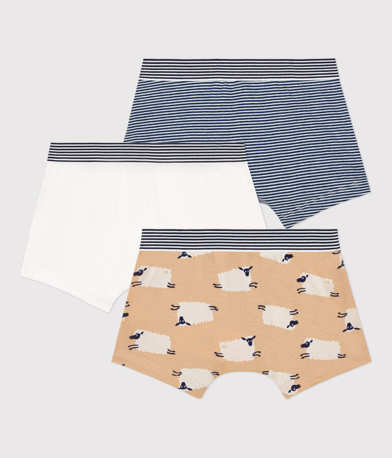 Lot de 3 boxers mouton petit gar&ccedil;on en coton multicouleur