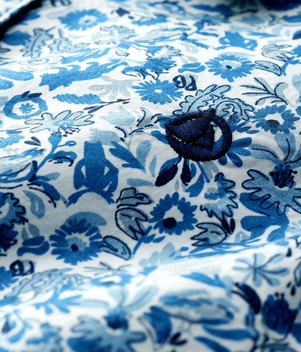 Chemise en popeline enfant gar&ccedil;on blanc/multicouleur