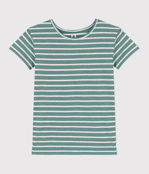 Tee-shirt LE DROIT COTON & LIN vert/&eacute;cru