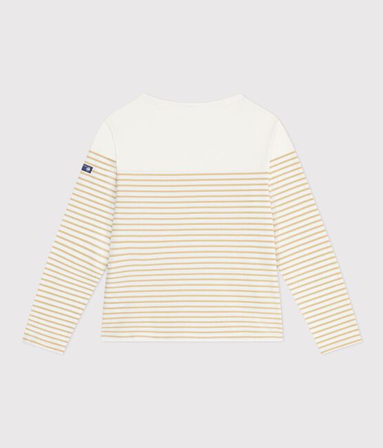 Tee-shirt marinière femme en coton beige MILK/ CAJOU