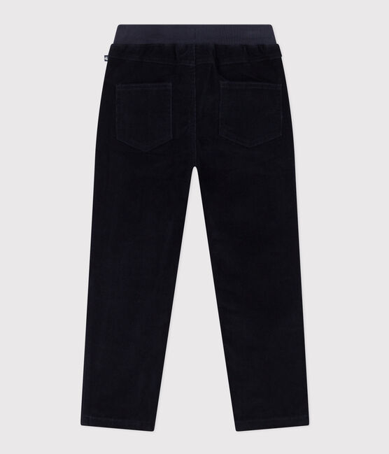 Pantalon droit en velours moyen enfant fille / garçon bleu SMOKING