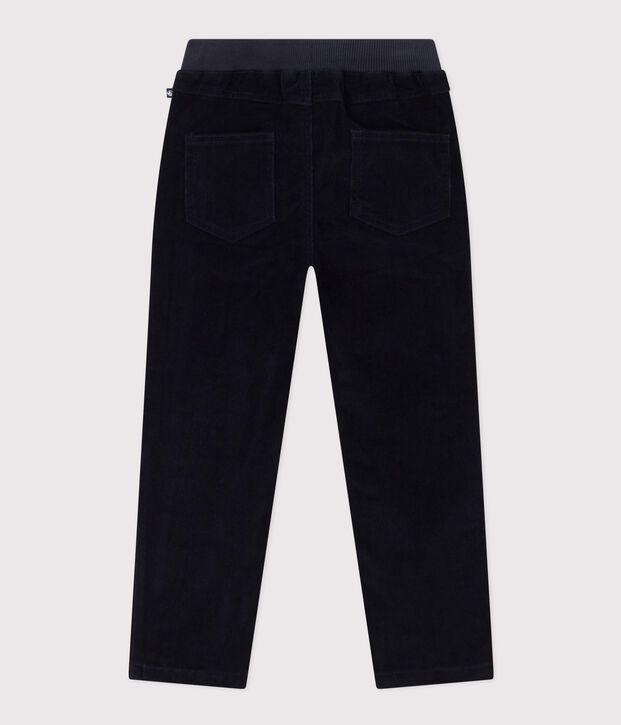 Pantalon droit en velours moyen enfant fille / gar&ccedil;on bleu marine