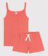 Pyjacourt uni papaye fille en coton lyocell