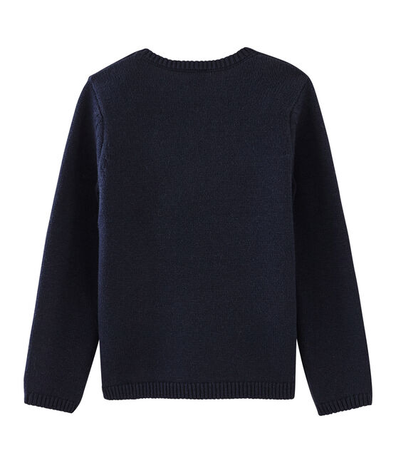 Pull enfant fille bleu SMOKING/blanc MULTICO
