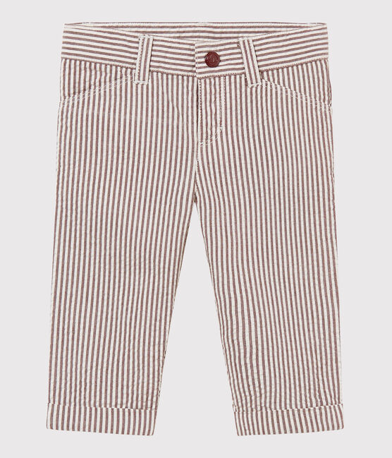 Pantalon bébé garçon rayé rouge VINO/blanc MARSHMALLOW