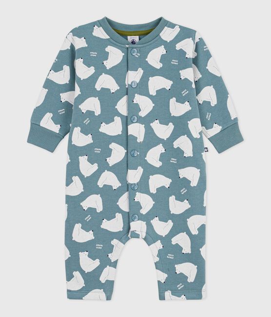 Combinaison longue bébé en coton imprimé ours blanc gris GOBELIN/ MULTICO