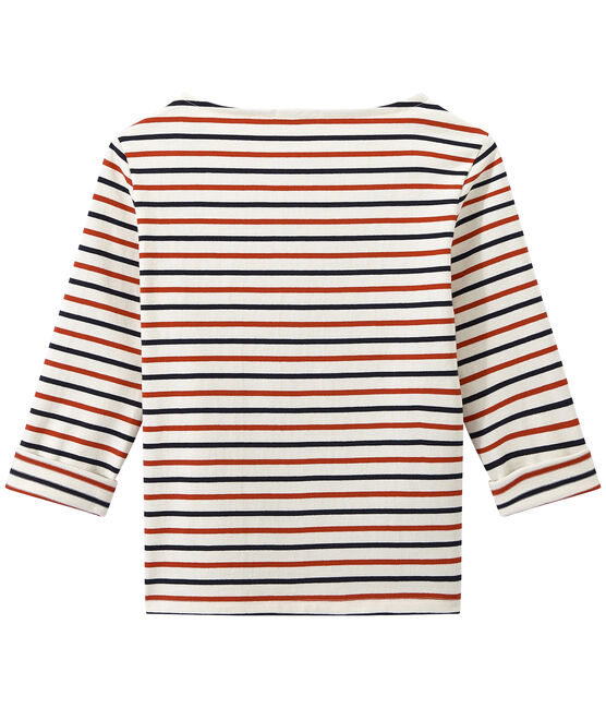 Marinière femme tricolore en jersey lourd beige COQUILLE/bleu SMOKING/ TERKUIT