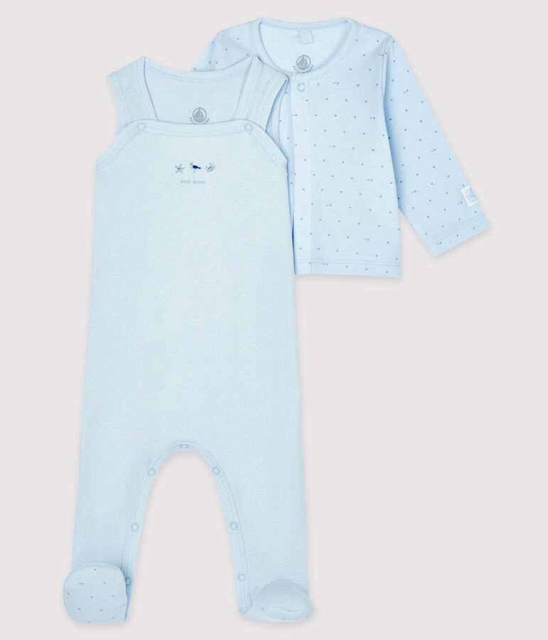 Ensemble b&eacute;b&eacute; 2 pi&egrave;ces en c&ocirc;te bleu FRAICHEUR/bleu ACIER