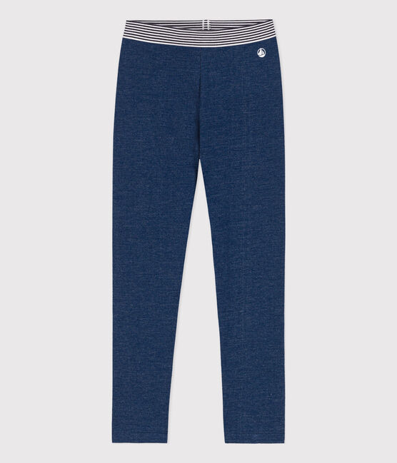 Jegging en molleton effet denim enfant fille bleu MEDIEVAL/beige ECRU
