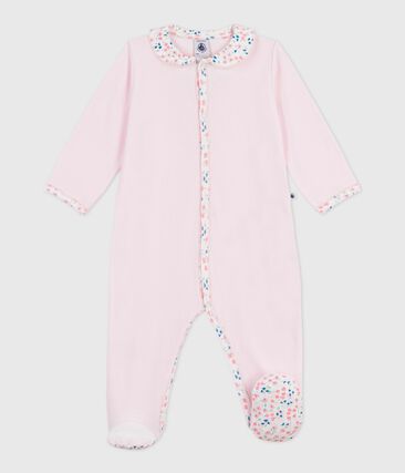 Pyjama bébé en velours uni à col