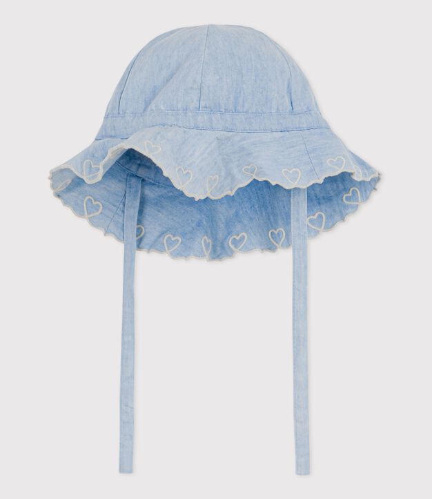 Capeline b&eacute;b&eacute; fille en chambray bleu