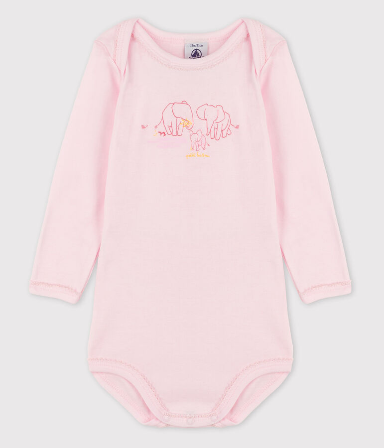 Body manches longues b&eacute;b&eacute; fille rose VIENNE