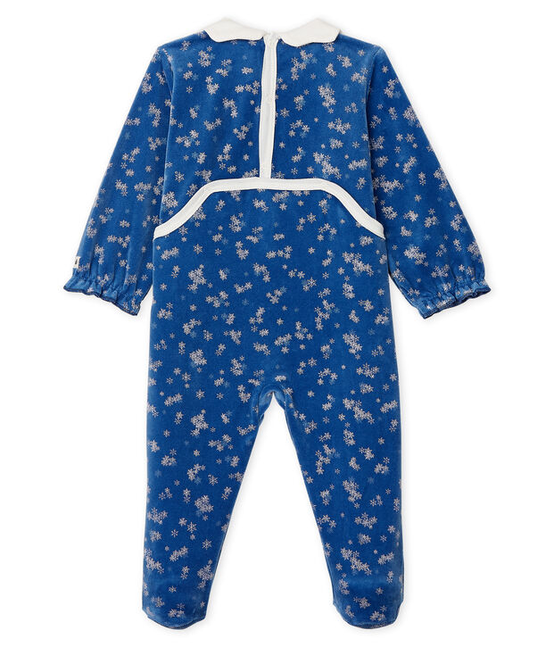 Dors bien b&eacute;b&eacute; fille en velours bleu/blanc