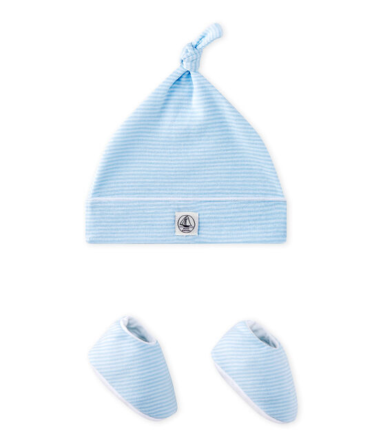 Ensemble bonnet de naissance chaussons bébé FRAICHEUR/ECUME